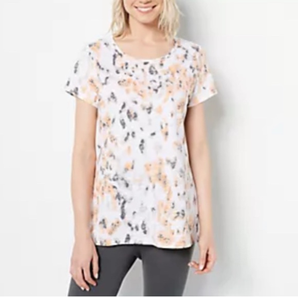 Belle by Kim Gravel Slub Knit Safari Short Sleeve T-Shirt L Georgia PeachA491487